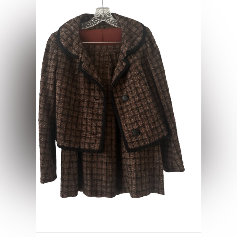 Vintage ‘It’s A Towncliffe’ Brown and Black Wool Women's Suit